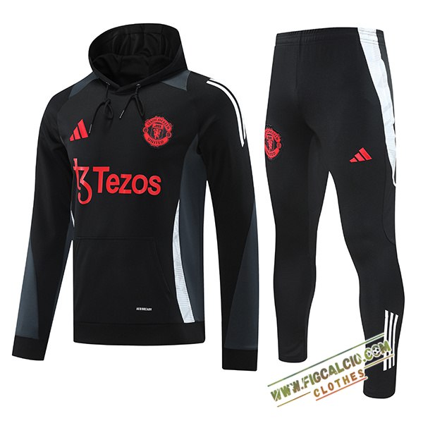 Giacca Con Cappuccio Tuta Giacca A Vento Manchester United Nero 2024/2025