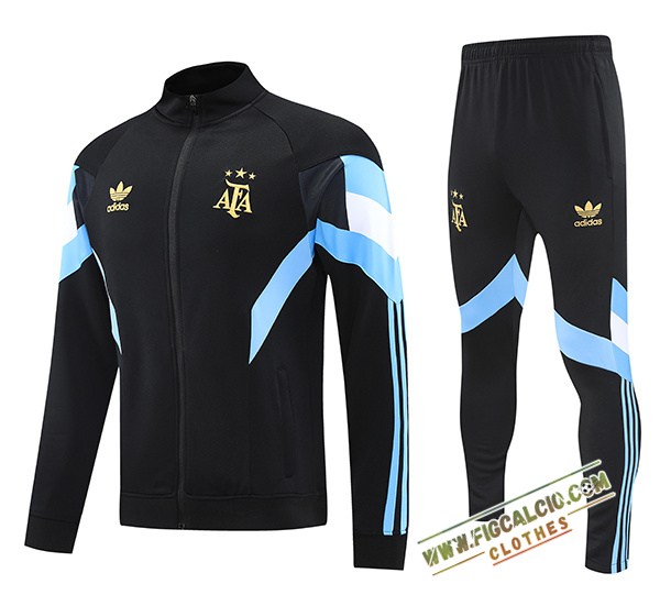 Insieme Tuta Calcio Giacca Argentina Nero/Blu 2024/2025 -03