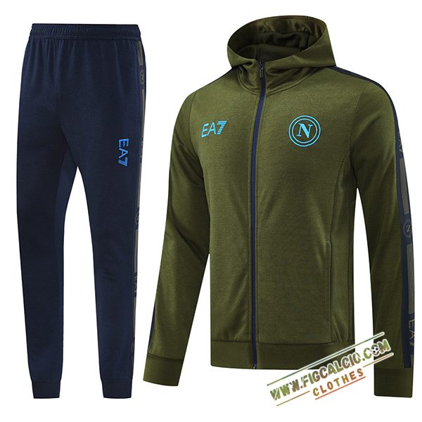 Giacca Con Cappuccio Tuta Giacca A Vento SSC Napoli Verde/Blu 2024/2025