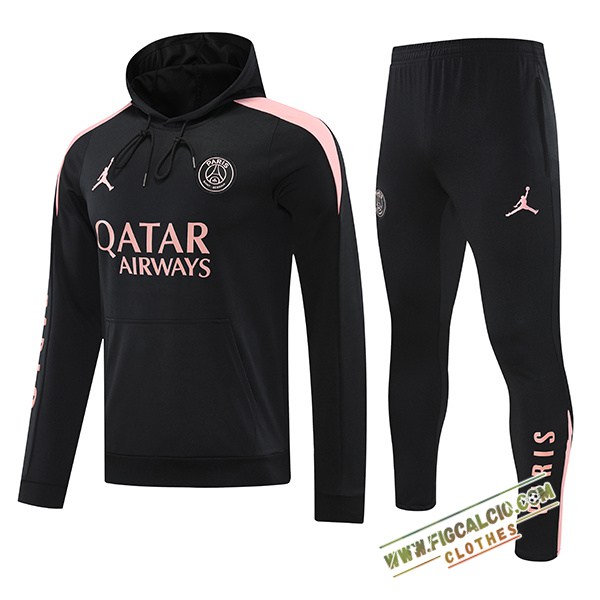 Giacca Con Cappuccio Insieme Tuta Calcio PSG Nero/Rosa 2024/2025