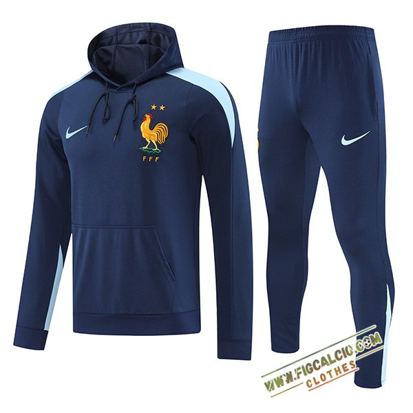 Giacca Con Cappuccio Insieme Tuta Calcio Francia Blu Realee 2024/2025