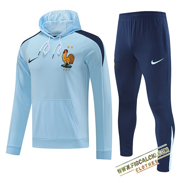 Giacca Con Cappuccio Insieme Tuta Calcio Francia Azzurro 2024/2025
