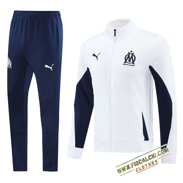 Insieme Tuta Calcio Giacca Marsiglia Bianco/Blu 2024/2025