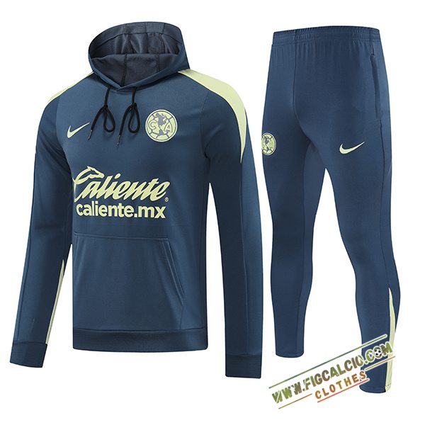 Insieme Giacca Con Cappuccio Tuta Club America Blu/Giallo 2025/2026