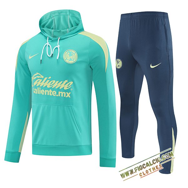 Insieme Giacca Con Cappuccio Tuta Club America Verde/Giallo 2025/2026