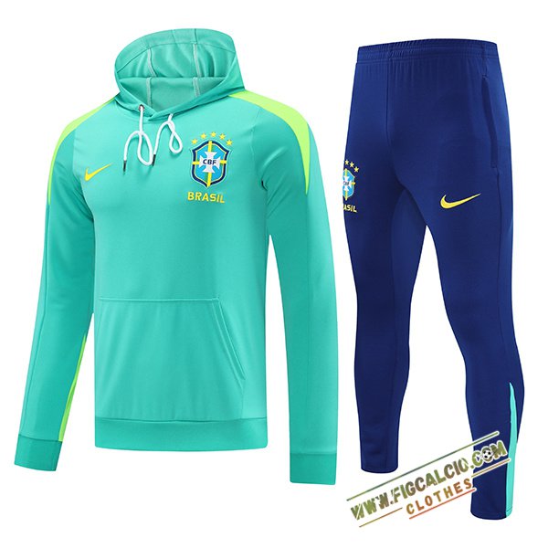 Insieme Giacca Con Cappuccio Tuta Brasile Verde 2025/2026