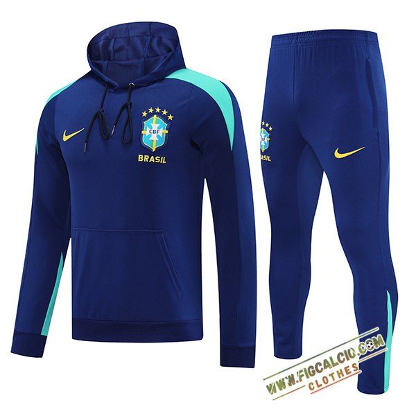 Insieme Giacca Con Cappuccio Tuta Brasile Blu Reale 2025/2026