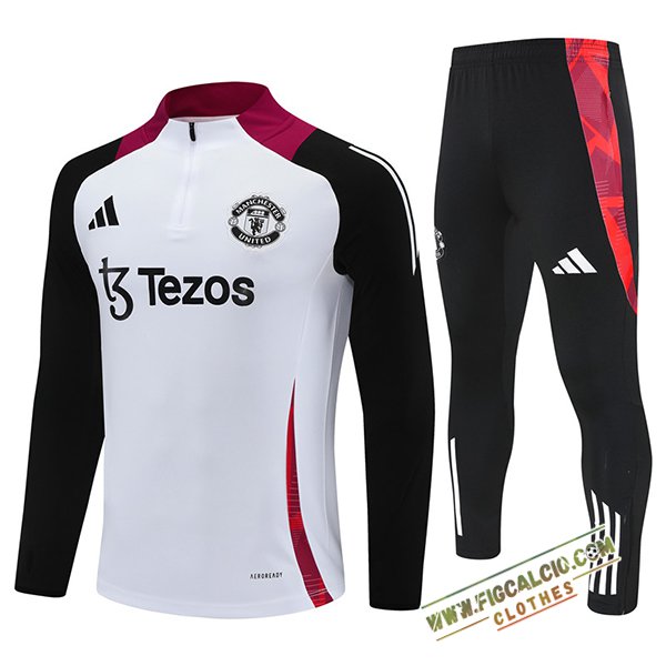Insieme Tuta Calcio Manchester United Bianco/Nero/Rosso 2025/2026