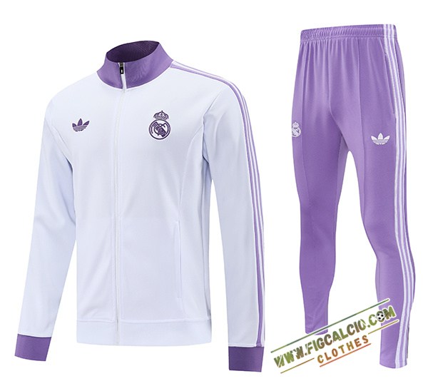 Insieme Tuta Calcio Giacca Real Madrid Bianco/viola 2025/2026