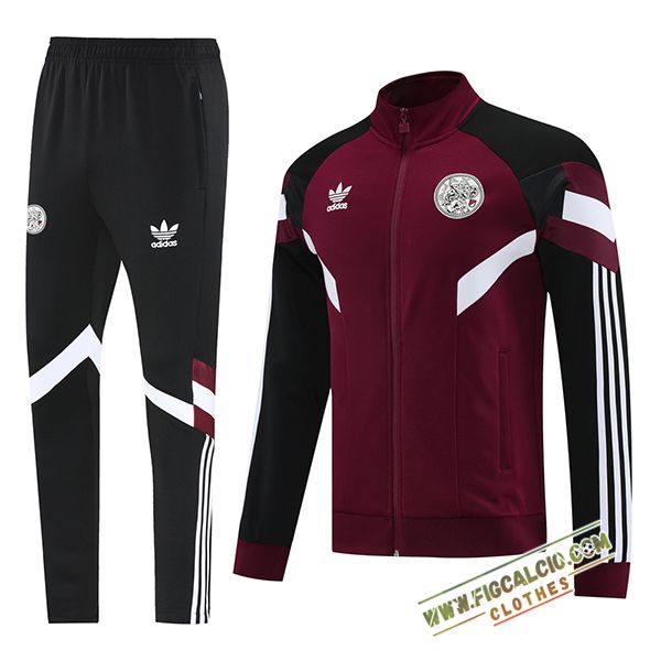 Insieme Tuta Calcio Giacca Ajax Rosso/Nero/Bianco 2025/2026