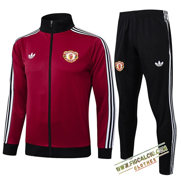 Insieme Tuta Calcio Giacca Manchester United Rosso/Nero 2025/2026