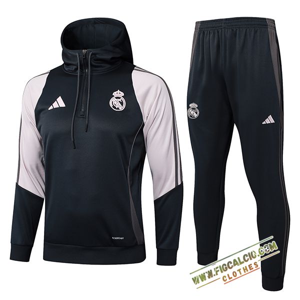 Insieme Giacca Con Cappuccio Tuta Real Madrid Grigio Scuro 2025/2026