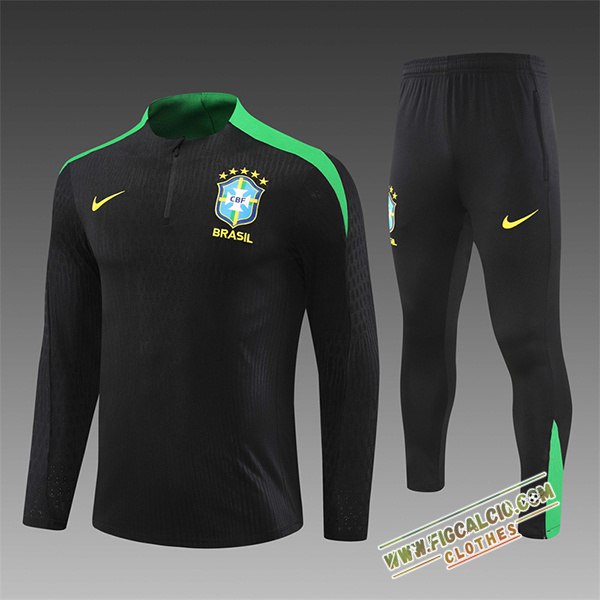 Insieme Tuta Calcio Brasile Bambino Nero/Verde 2024/2025