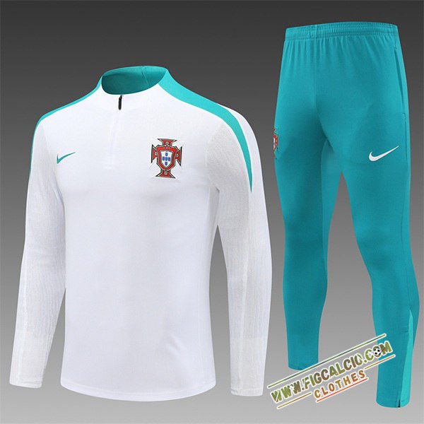 Insieme Tuta Calcio Portogallo Bambino Bianco/Verde 2024/2025
