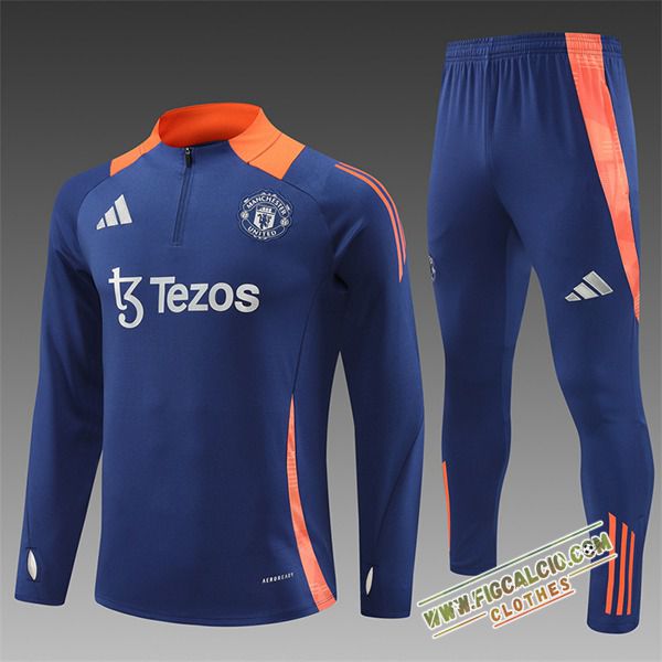Insieme Tuta Calcio Manchester United Bambino Blu/Arancia 2024/2025