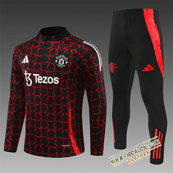Insieme Tuta Calcio Manchester United Bambino Nero/Rosso 2024/2025