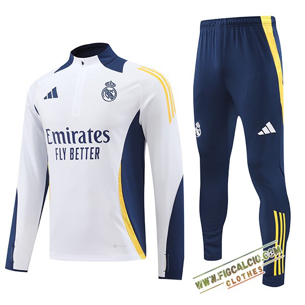 Insieme Tuta Calcio Real Madrid Bambino Bianco/Blu/Giallo 2024/2025