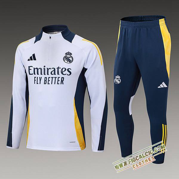 Insieme Tuta Calcio Real Madrid Bambino Bianco/Blu/Giallo 2024/2025 -02