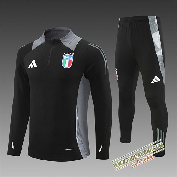 Insieme Tuta Calcio Italia Bambino Nero/Grigio 2024/2025 -02
