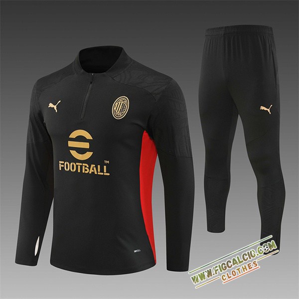 Insieme Tuta Calcio AC Milan Bambino Nero/Rosso/Giallo 2024/2025