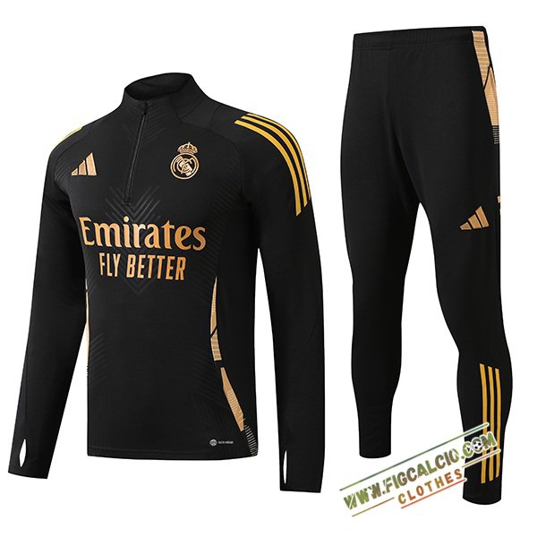 Insieme Tuta Calcio Real Madrid Bambino Nero/Giallo 2024/2025