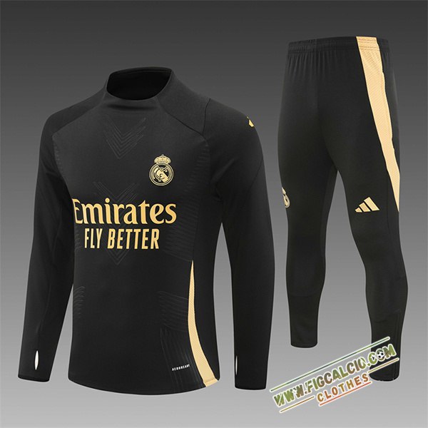 Insieme Tuta Calcio Real Madrid Bambino Nero/Giallo 2024/2025 -03