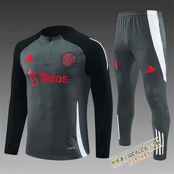 Insieme Tuta Calcio Manchester United Bambino Grigio/Nero/Bianco 2024/2025