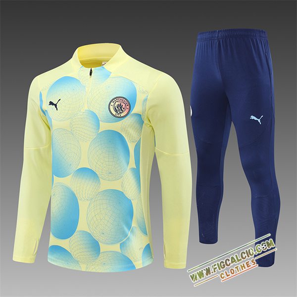 Insieme Tuta Calcio Manchester City Bambino Giallo/Blu 2024/2025