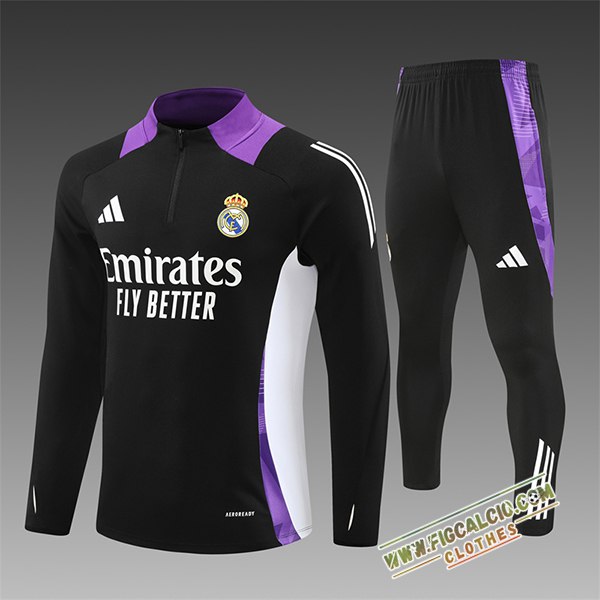 Insieme Tuta Calcio Real Madrid Bambino Nero/Bianco/viola 2024/2025