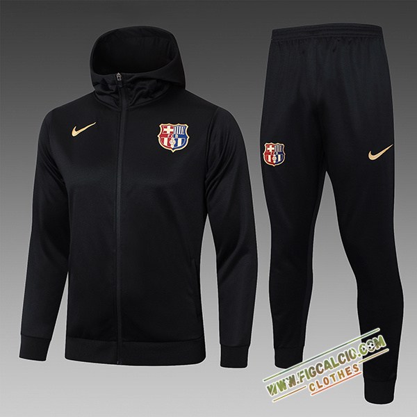 Giacca Con Cappuccio Tuta Giacca A Vento FC Barcellona Bambino Nero 2024/2025