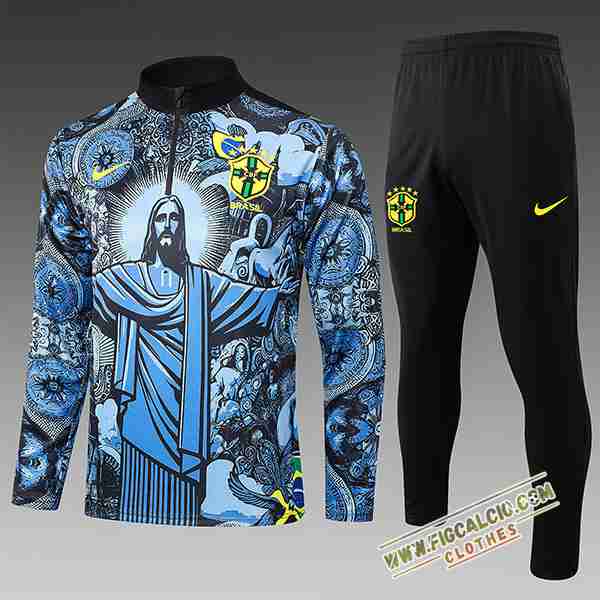 Insieme Tuta Calcio Brasile Bambino Nero/Blu 2024/2025