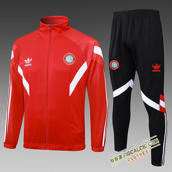 Insieme Tuta Calcio Giacca Bayern Monaco Bambino Rosso/Bianco 2025/2026