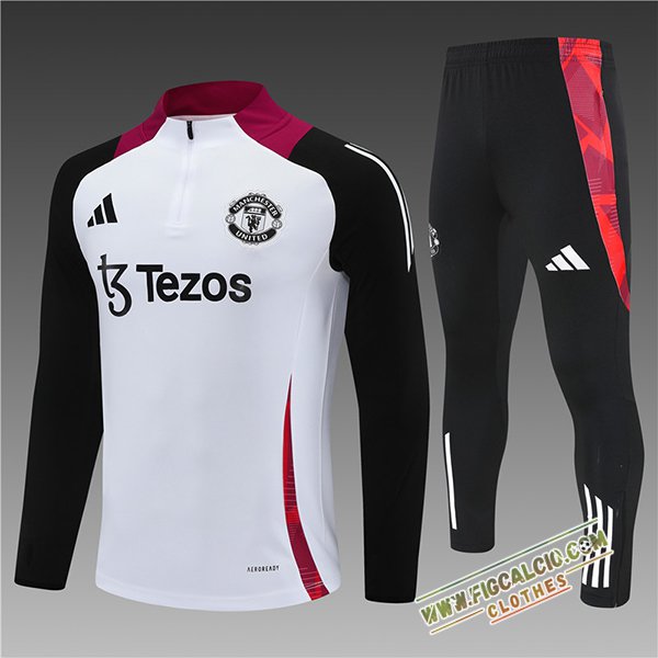 Insieme Tuta Calcio Manchester United Bambino Bianco/Nero/Rosso 2025/2026