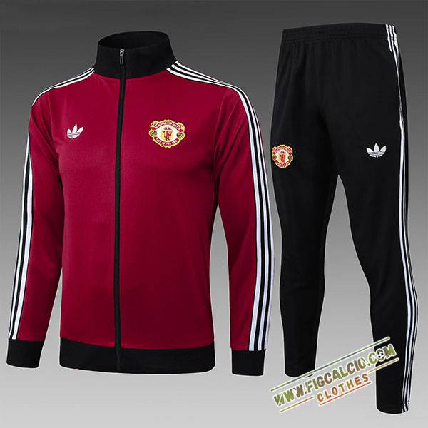 Insieme Tuta Calcio Giacca Manchester United Bambino Rosso/Nero 2025/2026