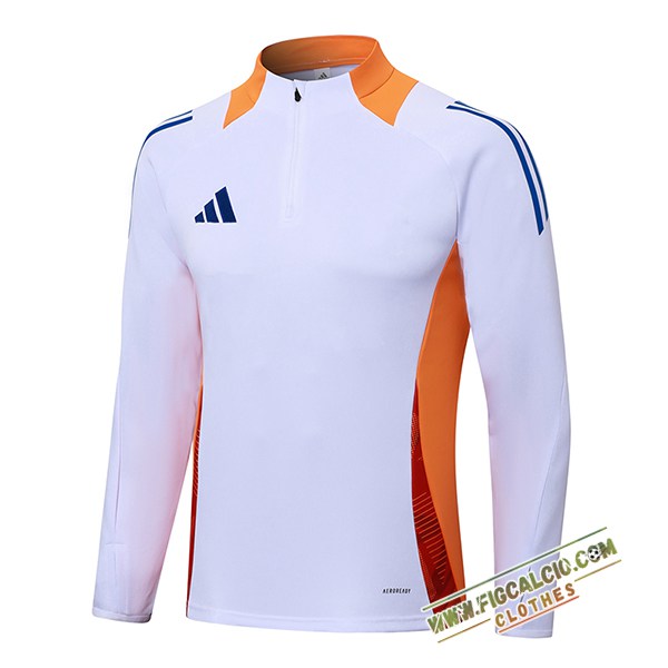 Felpa Allenamento Adidas Bianco/Arancia/Blu 2024/2025