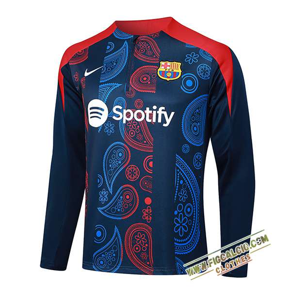 Felpa Allenamento FC Barcellona Blu/Rosso 2024/2025 -02