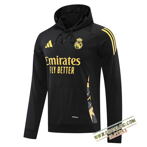 Felpa Allenamento Cappuccio Real Madrid Giallo/Nero 2024/2025