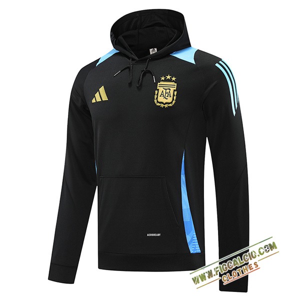Felpa Allenamento Cappuccio Argentina Blu/Nero 2024/2025