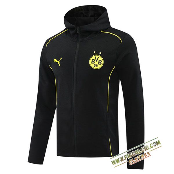 Felpa Allenamento Cappuccio Dortmund Nero/Giallo 2024/2025