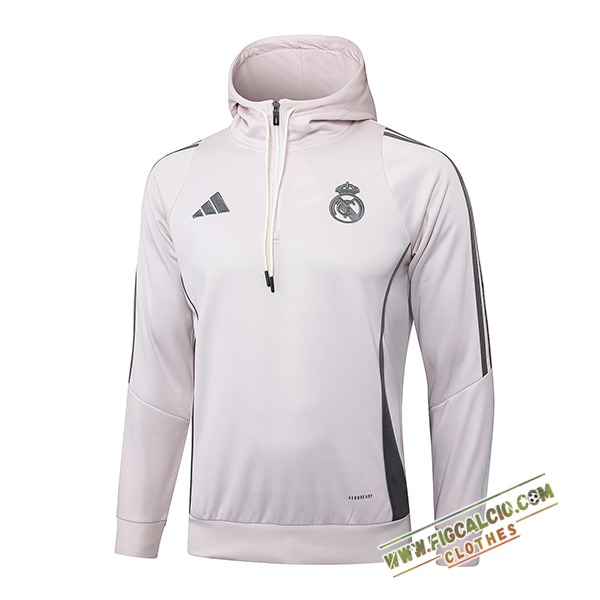Felpa Allenamento Cappuccio Real Madrid Rosa/Grigio 2025/2026