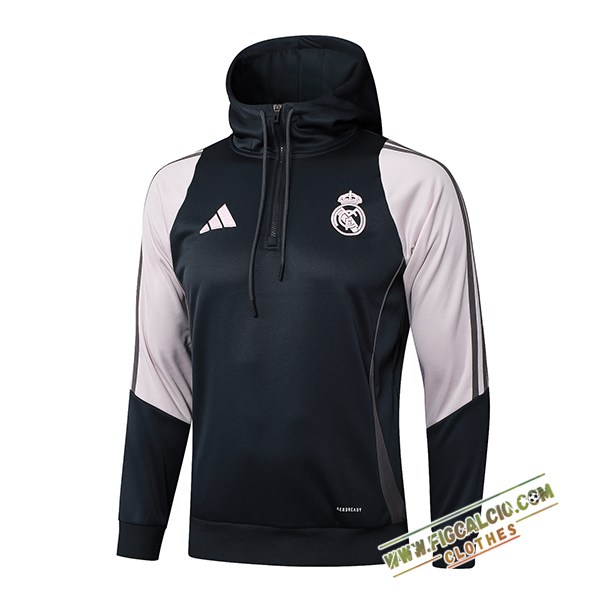 Felpa Allenamento Cappuccio Real Madrid Grigio Scuro 2025/2026