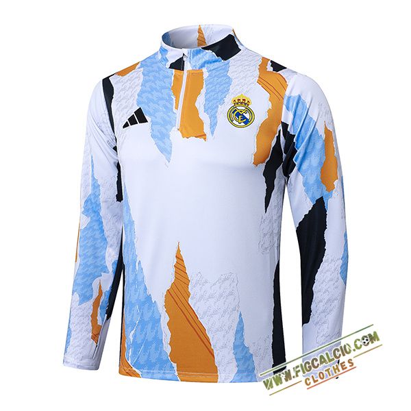 Felpa Allenamento Real Madrid Bianco/Nero/Arancia/Blu 2025/2026