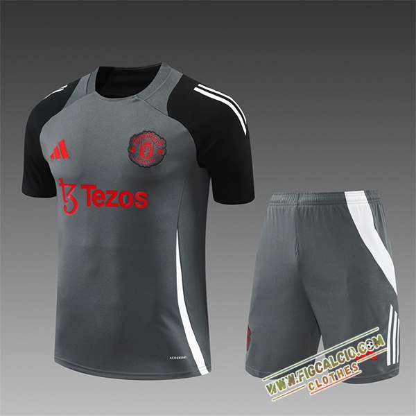 Kit Maglia Allenamento Manchester United Bambino Grigio/Nero 2024/2025