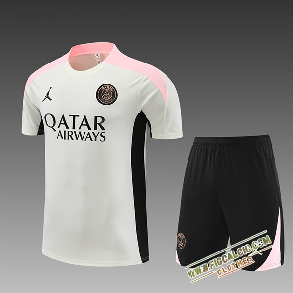 Kit Maglia Allenamento PSG Bambino Bianco/Rosa/Nero 2024/2025