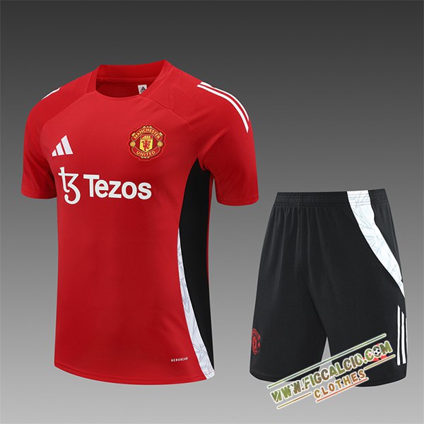 Kit Maglia Allenamento Manchester United Bambino Rosso/Nero 2024/2025