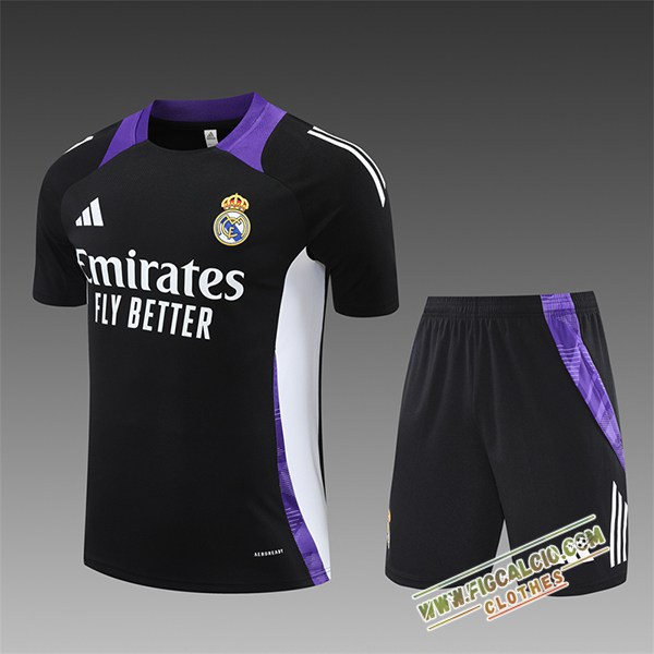 Kit Maglia Allenamento Real Madrid Bambino Nero/Bianco/viola 2024/2025