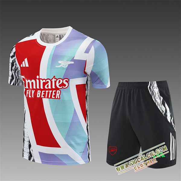 Kit Maglia Allenamento Arsenal Bambino Bianco/Blu/Rosso 2025/2026