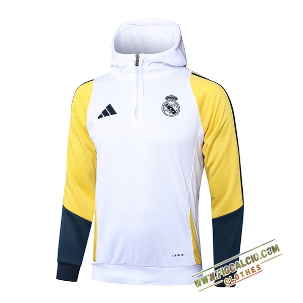 Giacca Con Cappuccio Real Madrid Bianco/Giallo/Blu 2024/2025