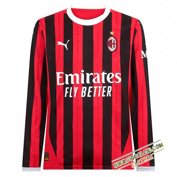Maglie Calcio Nuova AC Milan Manica Lunga Prima 2024/2025