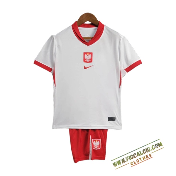 Nuova Maglie Calcio Polonia Bambino Prima 2024/2025